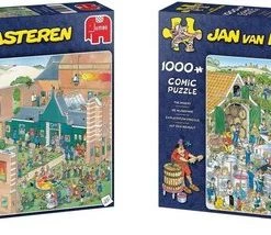 Jan Van Haasteren - Puzzelset - De Kunstmarkt 2000 Stukjes & De Wijnmakerij 1000 Stukjes