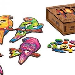 UNIDRAGON Houten Puzzel Dier - Speelse Papegaaien - 193 Stukjes - Medium 44x25 Cm -Puzzels Verkoopwinkel 550x259