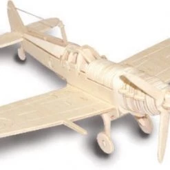 Merkloos Bouwpakket 3D Puzzel Vliegtuig Spitfire - Hout
