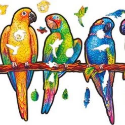 UNIDRAGON Houten Puzzel Dier - Speelse Papegaaien - 193 Stukjes - Medium 44x25 Cm -Puzzels Verkoopwinkel 550x318 1