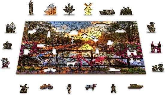 Wooden City Fietsen In Amsterdam XL - Houten Vormpuzzel - 52x38 Cm - 600 Stukjes 5 Wooden City Fietsen In Amsterdam XL - Houten Vormpuzzel - 52x38 Cm - 600 Stukjes - Afbeelding 3