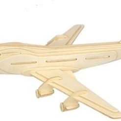 Merkloos Bouwpakket 3D Puzzel Vliegtuig Boeing 747 - Hout