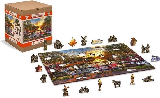 Wooden City Fietsen In Amsterdam XL - Houten Vormpuzzel - 52x38 Cm - 600 Stukjes 6 Wooden City Fietsen In Amsterdam XL - Houten Vormpuzzel - 52x38 Cm - 600 Stukjes - Afbeelding 4