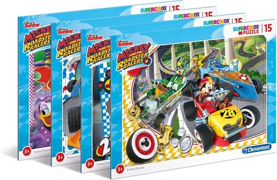 Clementoni - Legpuzzel Met Lijst - Disney Mickey Roadster Racers - 15 Stukjes 3 Clementoni - Legpuzzel Met Lijst - Disney Mickey Roadster Racers - 15 Stukjes