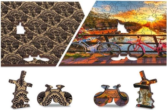 Wooden City Fietsen In Amsterdam XL - Houten Vormpuzzel - 52x38 Cm - 600 Stukjes 4 Wooden City Fietsen In Amsterdam XL - Houten Vormpuzzel - 52x38 Cm - 600 Stukjes - Afbeelding 2