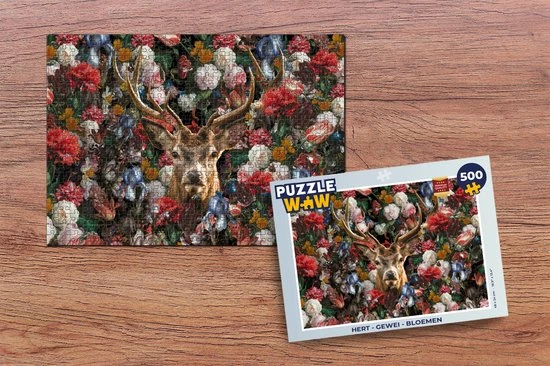 PuzzleWow Puzzel Hert - Gewei - Bloemen - Legpuzzel - Puzzel 500 Stukjes - Sinterklaas Cadeautjes - Sinterklaas Voor Grote Kinderen 4 PuzzleWow Puzzel Hert - Gewei - Bloemen - Legpuzzel - Puzzel 500 Stukjes - Sinterklaas Cadeautjes - Sinterklaas Voor Grote Kinderen - Afbeelding 2