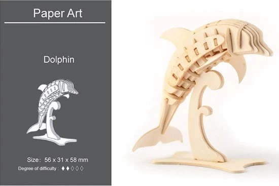 Merkloos Houten Dieren 3D Puzzel - Puzzel - 3D – Zelf In Elkaar Zetten - Speelgoed Bouwpakket 5.6 X 3.1 X 5.8 Cm - Dolfijn 3 Merkloos Houten Dieren 3D Puzzel - Puzzel - 3D – Zelf In Elkaar Zetten - Speelgoed Bouwpakket 5.6 X 3.1 X 5.8 Cm - Dolfijn