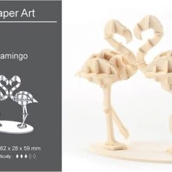 Merkloos Houten Dieren 3D Puzzel - Puzzel - 3D – Zelf In Elkaar Zetten - Speelgoed Bouwpakket 6.2 X 2.8 X 5.9 Cm - Flamingo