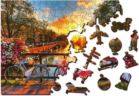 Wooden City Fietsen In Amsterdam XL - Houten Vormpuzzel - 52x38 Cm - 600 Stukjes 3 Wooden City Fietsen In Amsterdam XL - Houten Vormpuzzel - 52x38 Cm - 600 Stukjes