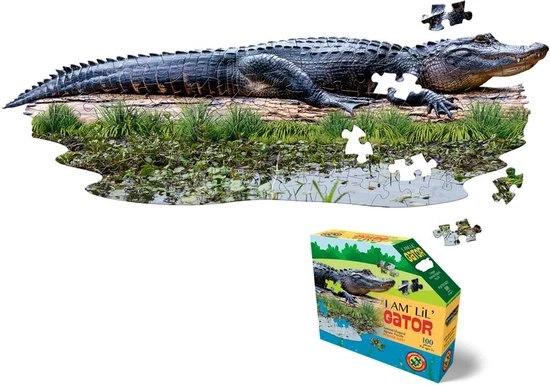 I AM Lil' Puzzle Jr.: ALLIGATOR 101,60x33,02cm, 100pcs, In Doos 29.21x24.13x7.62cm, Madd Capp Puzzle, 5+ 3 I AM Lil' Puzzle Jr.: ALLIGATOR 101,60x33,02cm, 100pcs, In Doos 29.21x24.13x7.62cm, Madd Capp Puzzle, 5+
