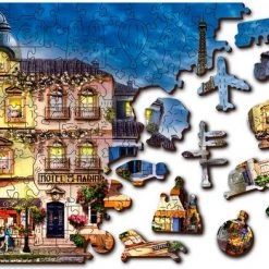 Wooden City - 2in1 - Houten Legpuzzel - Breakfast In Paris - 37,5x25,4cm -Puzzels Verkoopwinkel 550x393
