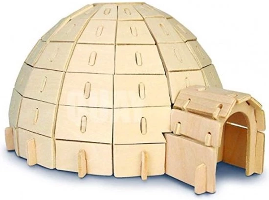 De Bouwplaats 3D Puzzel Bouwpakket Iglo- Hout 3 De Bouwplaats 3D Puzzel Bouwpakket Iglo- Hout