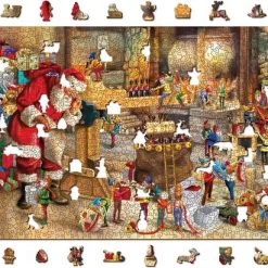 Wooden City Kerstmans Workshop XL- Houten Vormpuzzel - 52x37,5 Cm - 1010 Stukjes -Puzzels Verkoopwinkel 550x411 2