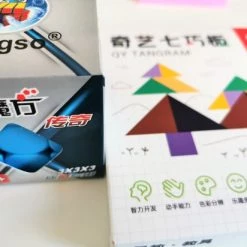 Qiyi 2 Delig Educatief Speelgoed: 1x Tangram + 1x Puzzelkubus (3x3, 5.7cm) Zonder Stickers / Speed - Voordeel Pack - Leuk Cadeautje Voor Kinderen/Volwassenen- Sale!