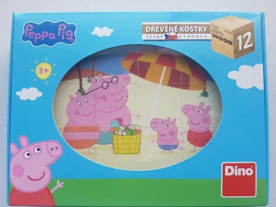 Dino Peppa Pig Houten Blok Puzzle 12 Stukjes 4 Dino Peppa Pig Houten Blok Puzzle 12 Stukjes - Afbeelding 2