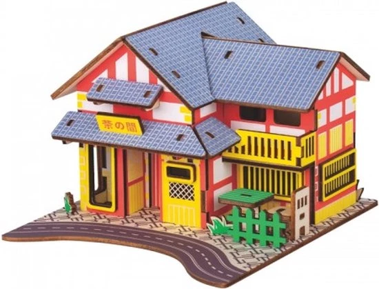 De Bouwplaats Bouwpakket 3D Houten Puzzel Theehuisje 3 De Bouwplaats Bouwpakket 3D Houten Puzzel Theehuisje