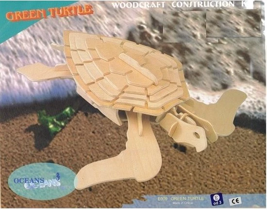 De Bouwplaats Bouwpakket 3D Puzzel Schildpad- Hout 4 De Bouwplaats Bouwpakket 3D Puzzel Schildpad- Hout - Afbeelding 2