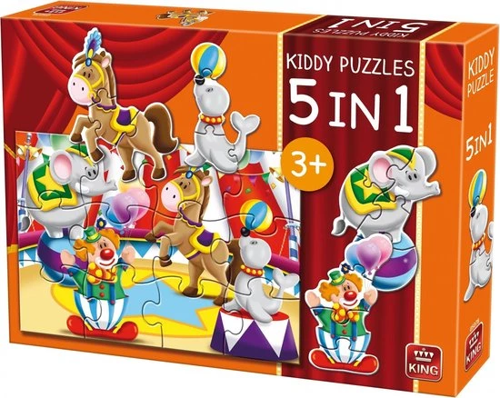 King Legpuzzel Kiddy Puzzles Circus 5-in-1 Junior 29 Stukjes 2 King Legpuzzel Kiddy Puzzles Circus 5-in-1 Junior 29 Stukjes