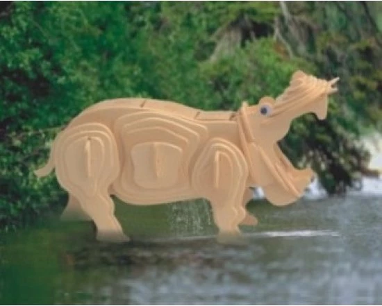 De Bouwplaats Bouwpakket 3D Puzzel Nijlpaard- Hout 4 De Bouwplaats Bouwpakket 3D Puzzel Nijlpaard- Hout - Afbeelding 2