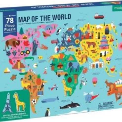 Mudpuppy Geographische Puzzel Wereldkaart - 78 Stukjes