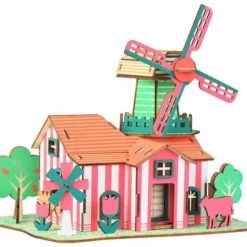 De Bouwplaats Bouwpakket 3D Puzzel Van Hout Tulip Ranch Tulpenboerderij- Gekleurd