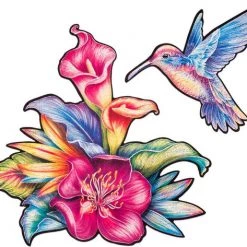 UNIDRAGON Houten Puzzel Dier - Ongrijpbare Kolibri - 700 Stukjes - Royal Size 70x54 Cm