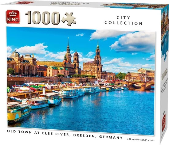 KingPuzzel - 1000 Spuzzelstukjes -OLD TOWN AT ELBE RIVER, DRESDEN, GERMANY 4 KingPuzzel - 1000 Spuzzelstukjes -OLD TOWN AT ELBE RIVER, DRESDEN, GERMANY - Afbeelding 2