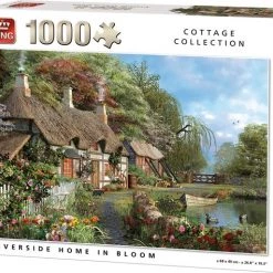 Trixie King Puzzel 1000 Stukjes (68 X 49 Cm) - Riverside In Bloom - Legpuzzel Cottage