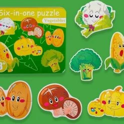 Merkloos 6-in-1 Kinderpuzzel - Groenten - 28 Stukjes - Schoencadeautje Sinterklaas