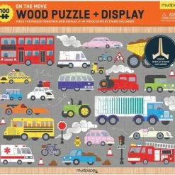 Mudpuppy Houten Puzzel Voertuigen Onderweg Incl. Standaard - 100 Stukjes