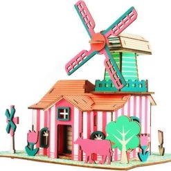 De Bouwplaats Bouwpakket 3D Puzzel Van Hout Tulip Ranch Tulpenboerderij- Gekleurd -Puzzels Verkoopwinkel 550x485