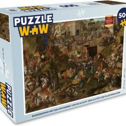 PuzzleWow Puzzel Boerenkermis Met Een Opvoering Van De Klucht ‘Een Cluyte Van Plaeyerwater’ - Legpuzzel - Puzzel 500 Stukjes - Sinterklaas Cadeautjes - Sinterklaas Voor Grote Kinderen