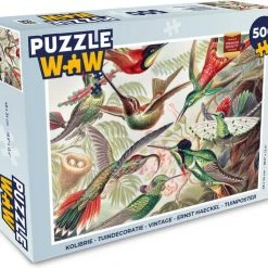 PuzzleWow Puzzel Kolibrie - Vintage - Ernst Haeckel - Vogel - Kunst - Natuur - Legpuzzel - Puzzel 500 Stukjes - Sinterklaas Cadeautjes - Sinterklaas Voor Grote Kinderen