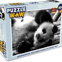 PuzzleWow Puzzel Dierenprofiel Rollende Panda In Zwart-wit - Legpuzzel - Puzzel 500 Stukjes - Sinterklaas Cadeautjes - Sinterklaas Voor Grote Kinderen
