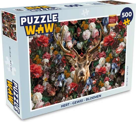 PuzzleWow Puzzel Hert - Gewei - Bloemen - Legpuzzel - Puzzel 500 Stukjes - Sinterklaas Cadeautjes - Sinterklaas Voor Grote Kinderen 3 PuzzleWow Puzzel Hert - Gewei - Bloemen - Legpuzzel - Puzzel 500 Stukjes - Sinterklaas Cadeautjes - Sinterklaas Voor Grote Kinderen