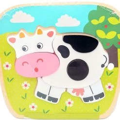 Houten Vormenpuzzel Koe - Simply For Kids - My First Puzzel - Vanaf 1 Jaar