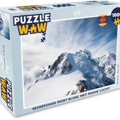 PuzzleWow Puzzel Besneeuwde Mont Blanc Met Lucht - Legpuzzel - Puzzel 1000 Stukjes Volwassenen - Sinterklaas Cadeautjes - Sinterklaas Voor Grote Kinderen