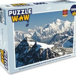 PuzzleWow Puzzel De Hoogste Berg Van Europa De Mont Blanc Met Vele Witte Bergtoppen - Legpuzzel - Puzzel 1000 Stukjes Volwassenen - Sinterklaas Cadeautjes - Sinterklaas Voor Grote Kinderen