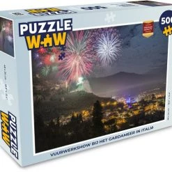PuzzleWow Puzzel Gardameer - Vuurwerk - Stad - Legpuzzel - Puzzel 500 Stukjes - Sinterklaas Cadeautjes - Sinterklaas Voor Grote Kinderen