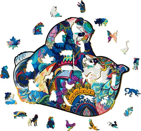 Brickkies®, Panda Familie, Panda Family, Jigsaw Puzzle, Houten Puzzel, A3, Maat L, 38 X 33 Cm, 292 Stukjes 8 Brickkies®, Panda Familie, Panda Family, Jigsaw Puzzle, Houten Puzzel, A3, Maat L, 38 X 33 Cm, 292 Stukjes - Afbeelding 6