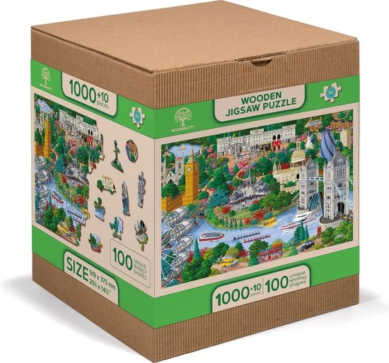 Wooden City London Bezienswaardigheden XL - Houten Vormpuzzel - 52x37,5 Cm - 1010 Stukjes 5 Wooden City London Bezienswaardigheden XL - Houten Vormpuzzel - 52x37,5 Cm - 1010 Stukjes - Afbeelding 3