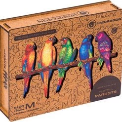 UNIDRAGON Houten Puzzel Dier - Speelse Papegaaien - 193 Stukjes - Medium 44x25 Cm -Puzzels Verkoopwinkel 550x517 1