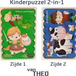 Van Theo Houten Puzzel - Dubbelzijdige Kinderpuzzels - Set 2-in-1 - Montessori Speelgoed - Set Sprookjes