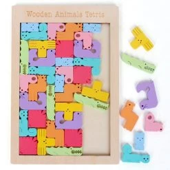 Van Theo Houten Puzzel - Dieren Tetris - Houten Speelgoed - Vormen Puzzel -Puzzels Verkoopwinkel 550x544 1