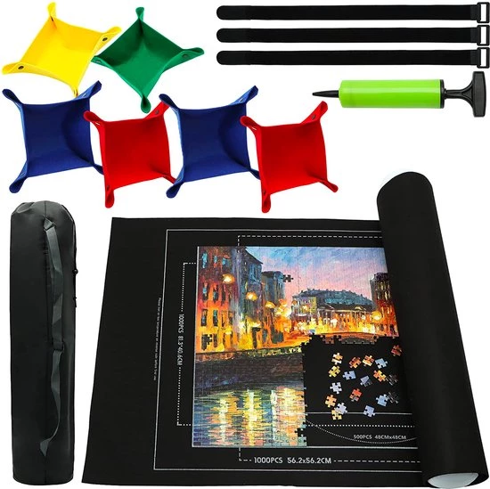 Allerion® Allerion Puzzelmat - 66cm X 115cm - Oprolbaar - Inclusief Opbergkoker En Accessoires 3 Allerion® Allerion Puzzelmat - 66cm X 115cm - Oprolbaar - Inclusief Opbergkoker En Accessoires