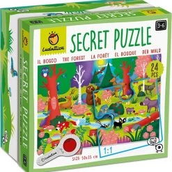 Ludattica Puzzels: SECRET PUZZEL BOS, 18x18x10,5cm, 24-delig, 35x50cm, Met Vergrootglas Met Rode Filter, 3+ -Puzzels Verkoopwinkel 550x569 3