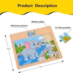 Sara Shop Hout Puzzel Van 12 Stukjes -Legpuzzels - Dier-Haan -Puzzels Verkoopwinkel 550x571 1