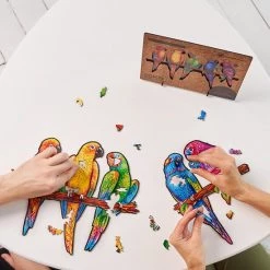 UNIDRAGON Houten Puzzel Dier - Speelse Papegaaien - 193 Stukjes - Medium 44x25 Cm -Puzzels Verkoopwinkel 550x578 3