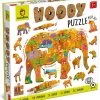 Ludattica Puzzels: WOODY PUZZEL SAVANNE 25x35cm, 48-delig, 12 Figuurtjes, In Hout , 3+