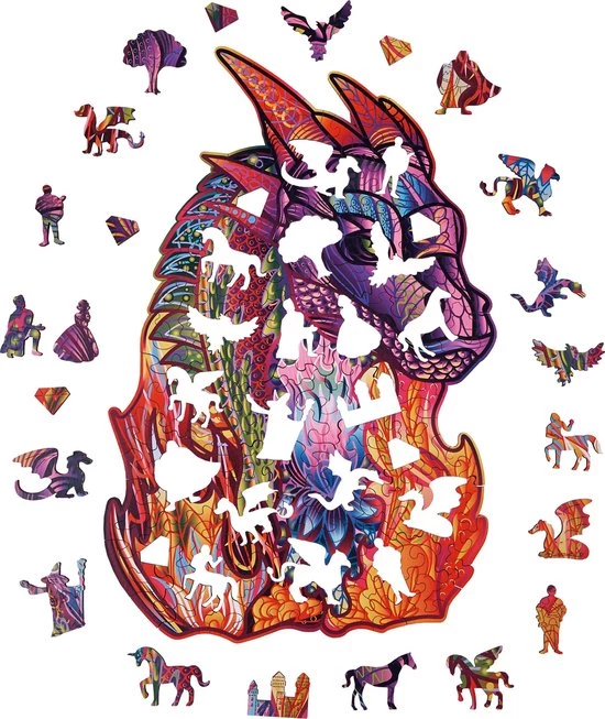 Wood Trick Tovenaar Draak - Houten Vormpuzzel 4 Wood Trick Tovenaar Draak - Houten Vormpuzzel - Afbeelding 2